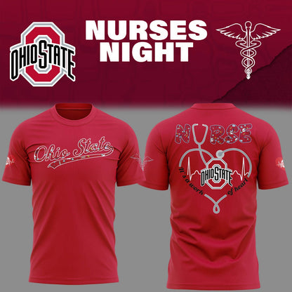Ohio State Buckeyes Red T-Shirt For Nurses Night 2025