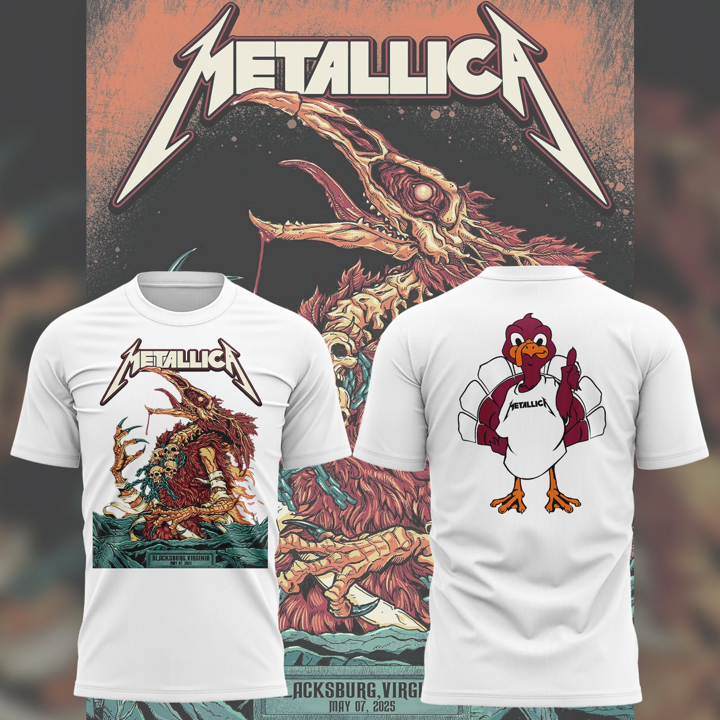 Virginia TechMusic Concert White T-Shirt - Exit Light Enter Night Shirt