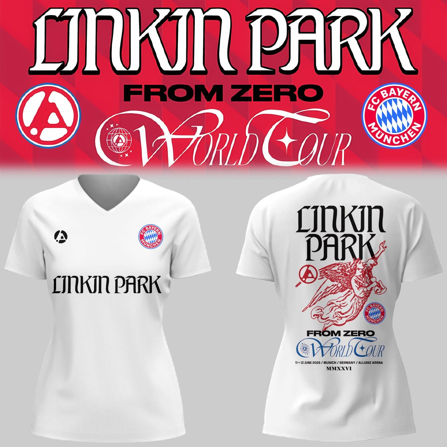 Linkin Park “From Zero World Tour” x FC Bayern V-neck TShirt | XP44