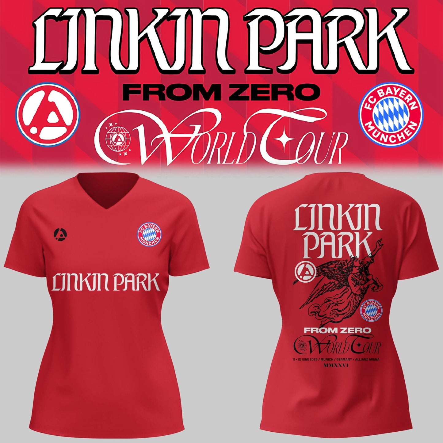 Linkin Park “From Zero World Tour” x FC Bayern V-neck TShirt | ND48