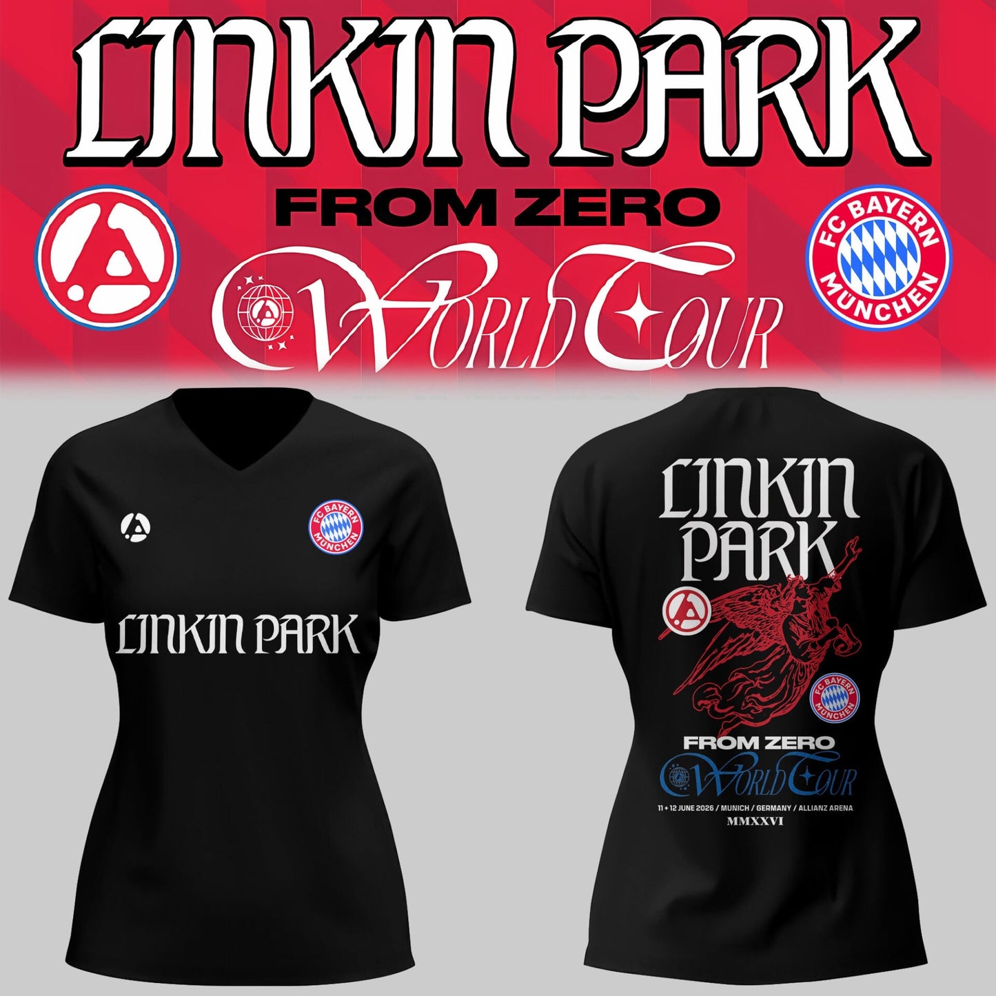 Linkin Park “From Zero World Tour” x FC Bayern V-neck TShirt | VE20