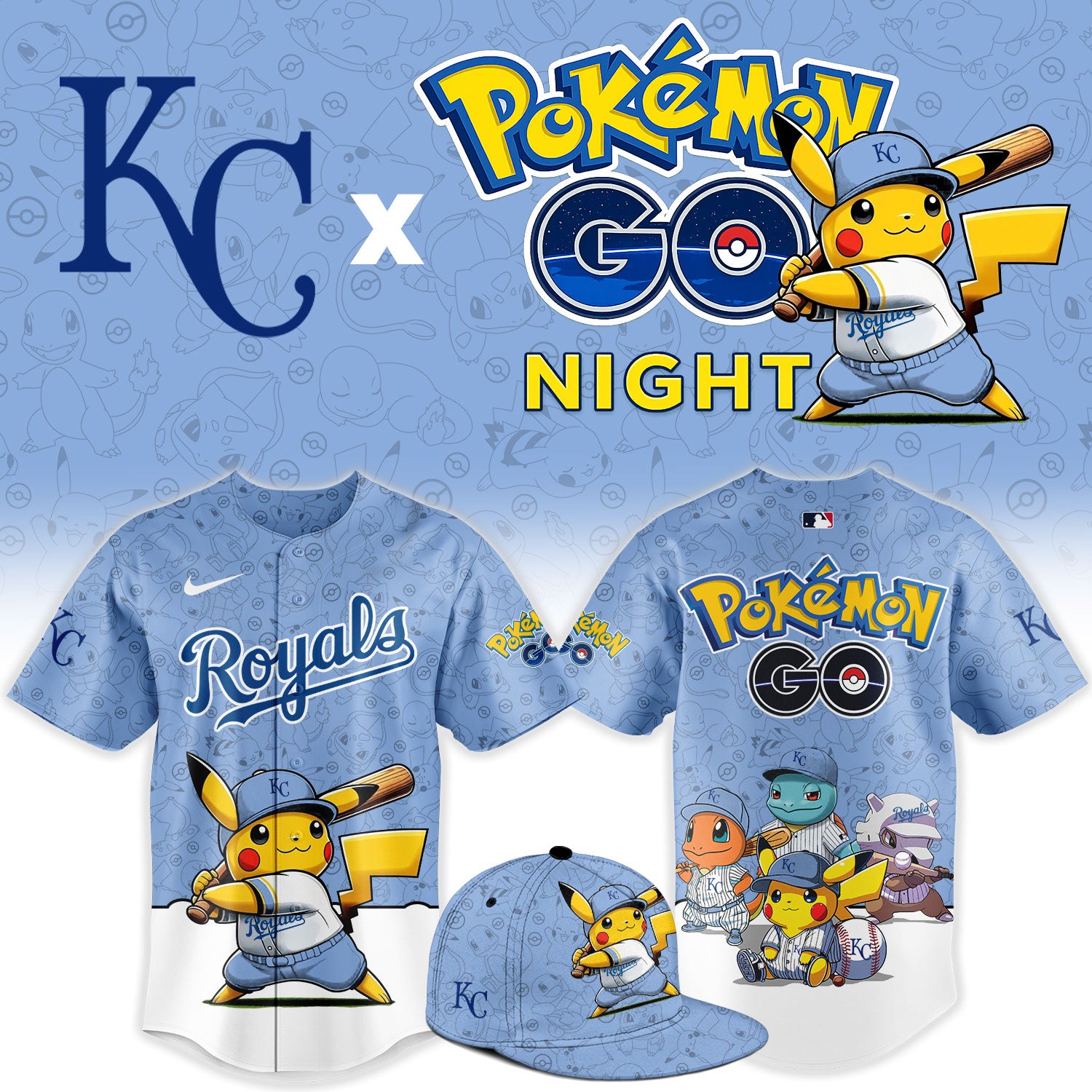 Kansas City Royals Pokemon GO Night Limited Baseball Jersey