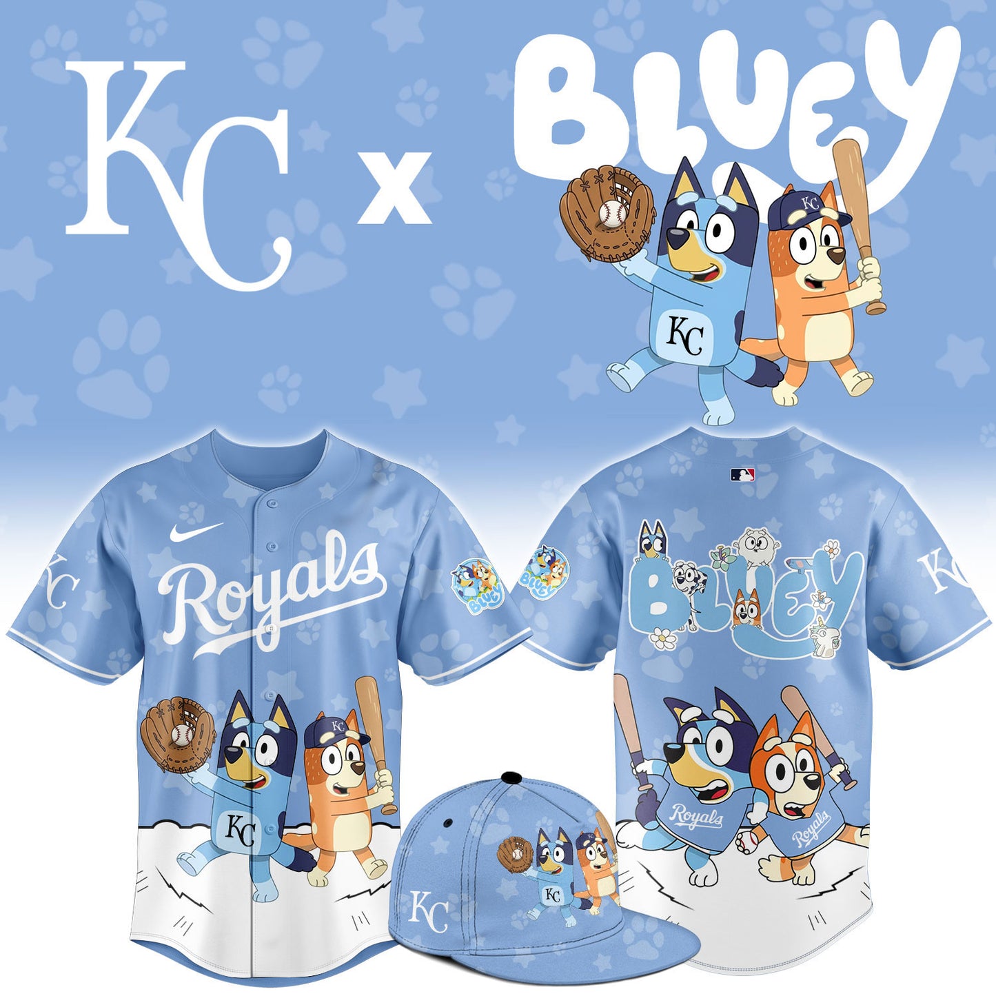 Kansas City Royals Bluey Night Game Limited Baseball Jersey