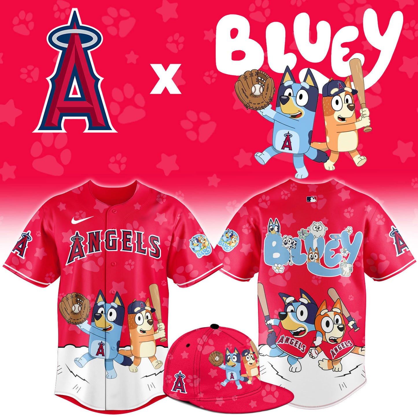 Los Angeles Angels Bluey Night Game Limited Baseball Jersey