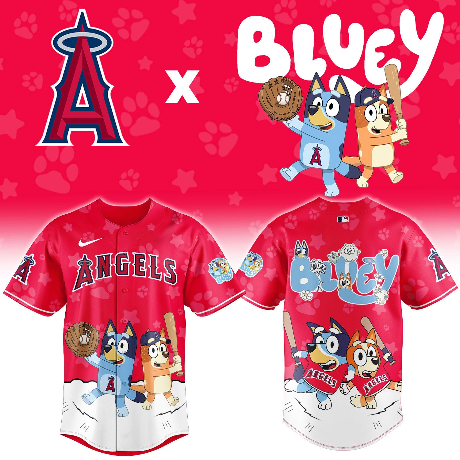 Los Angeles Angels Bluey Night Game Limited Baseball Jersey