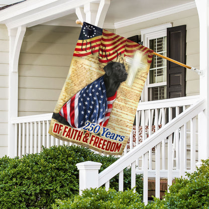 Black Labrador Patriotic Flag | 250 Years of Faith & Freedom Decor