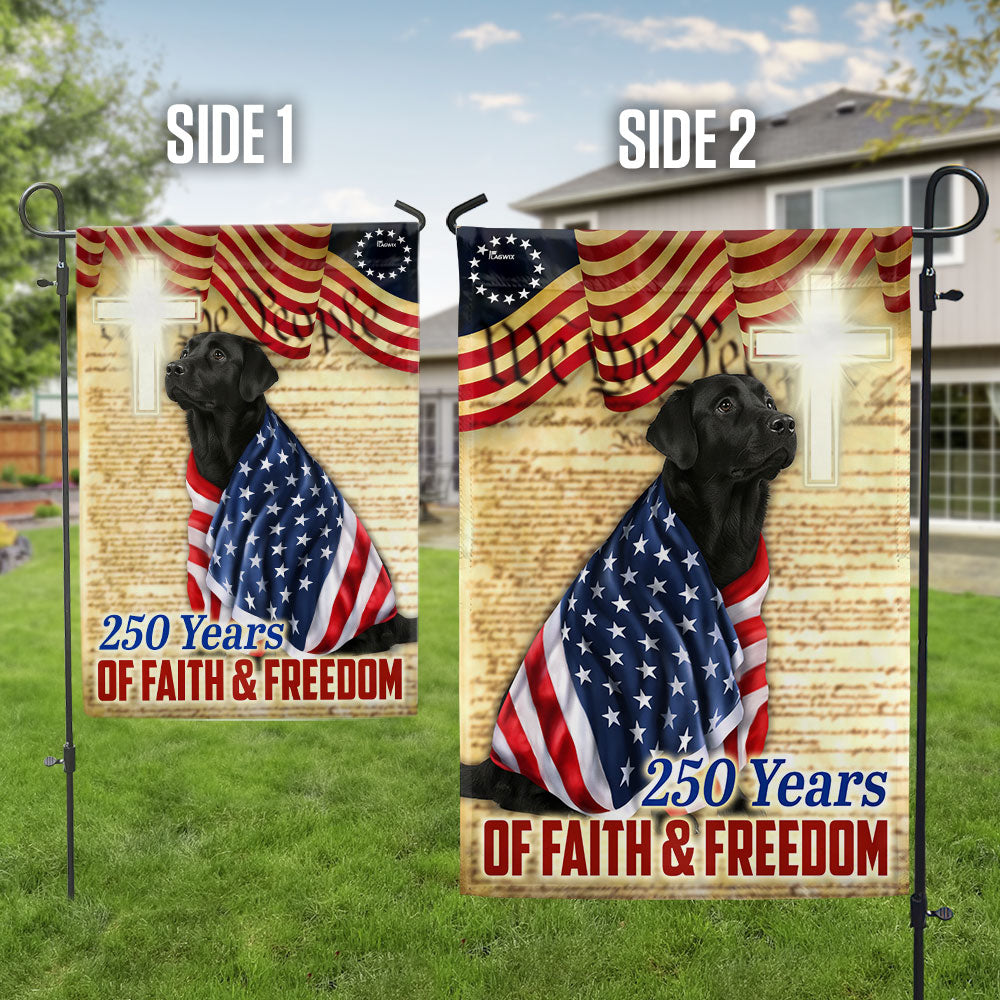 Black Labrador Patriotic Flag | 250 Years of Faith & Freedom Decor
