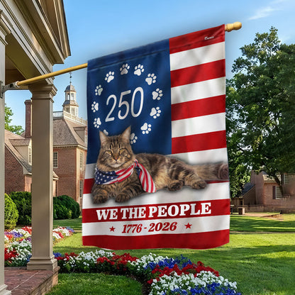 250 Years Maine Coon Cat American Flag, Patriotic Cat 1776 2026 Flag