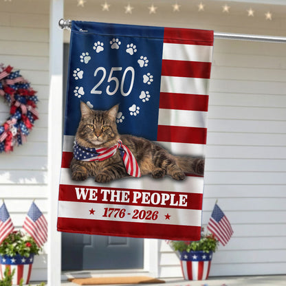 250 Years Maine Coon Cat American Flag, Patriotic Cat 1776 2026 Flag