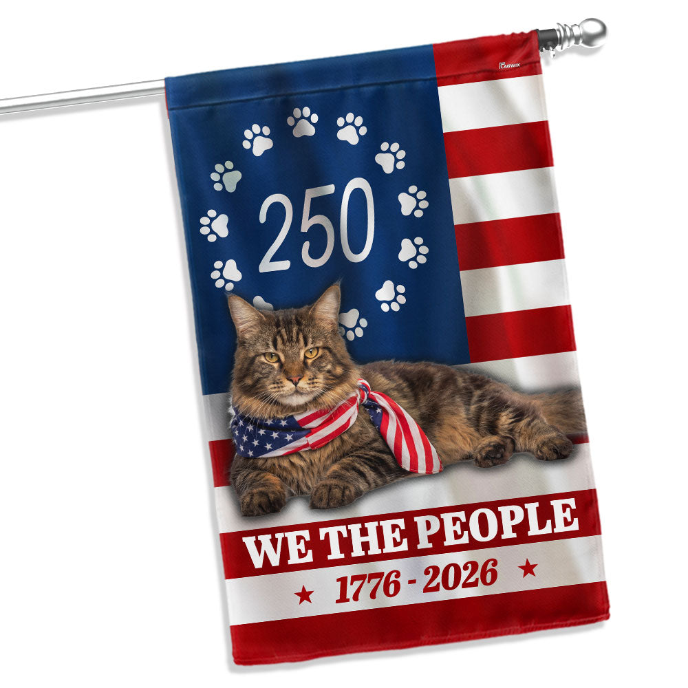 250 Years Maine Coon Cat American Flag, Patriotic Cat 1776 2026 Flag