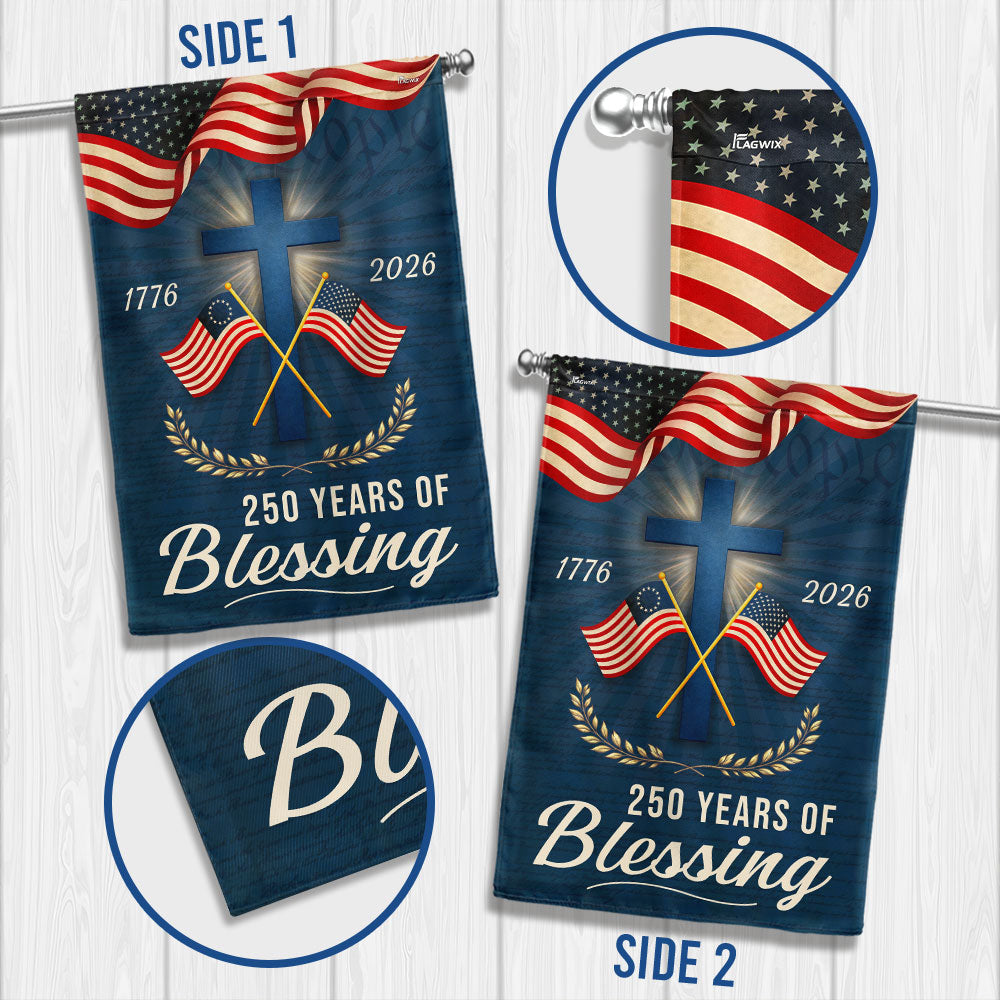 250 Years of Blessing Patriotic Christian Flag, American 1776 2026 Flag