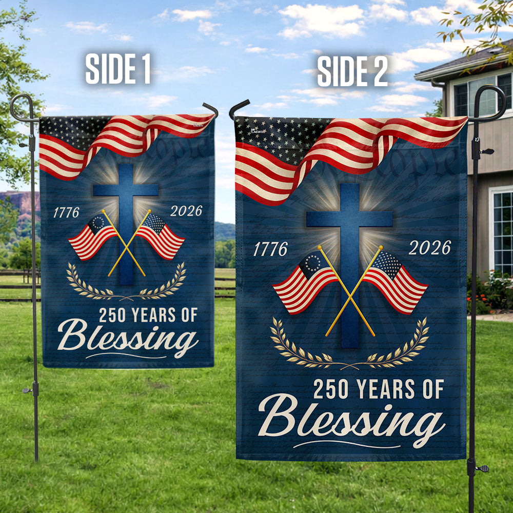 250 Years of Blessing Patriotic Christian Flag, American 1776 2026 Flag