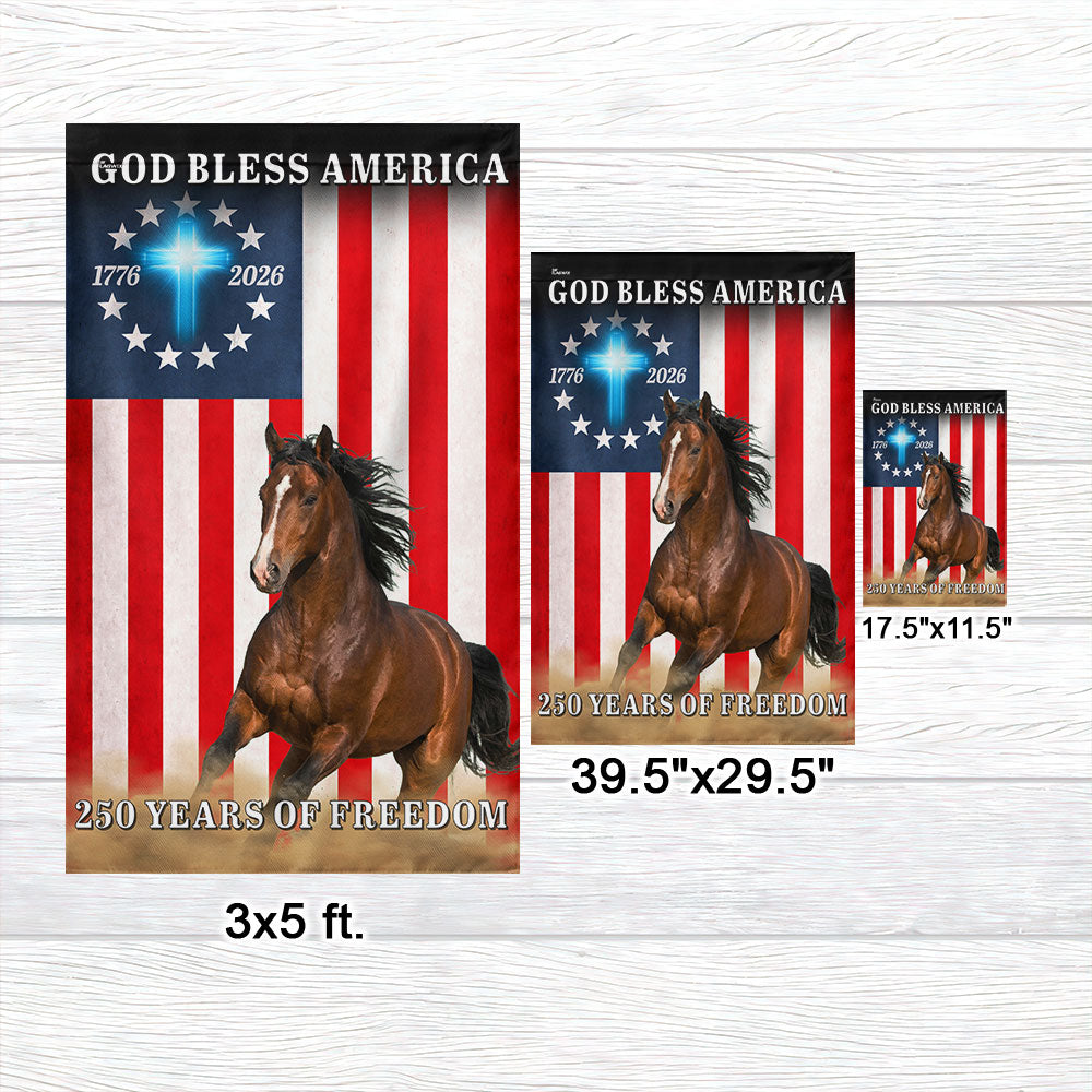 God Bless America Patrotic Horse Flag, 250 Years of Freedom Farm Flag