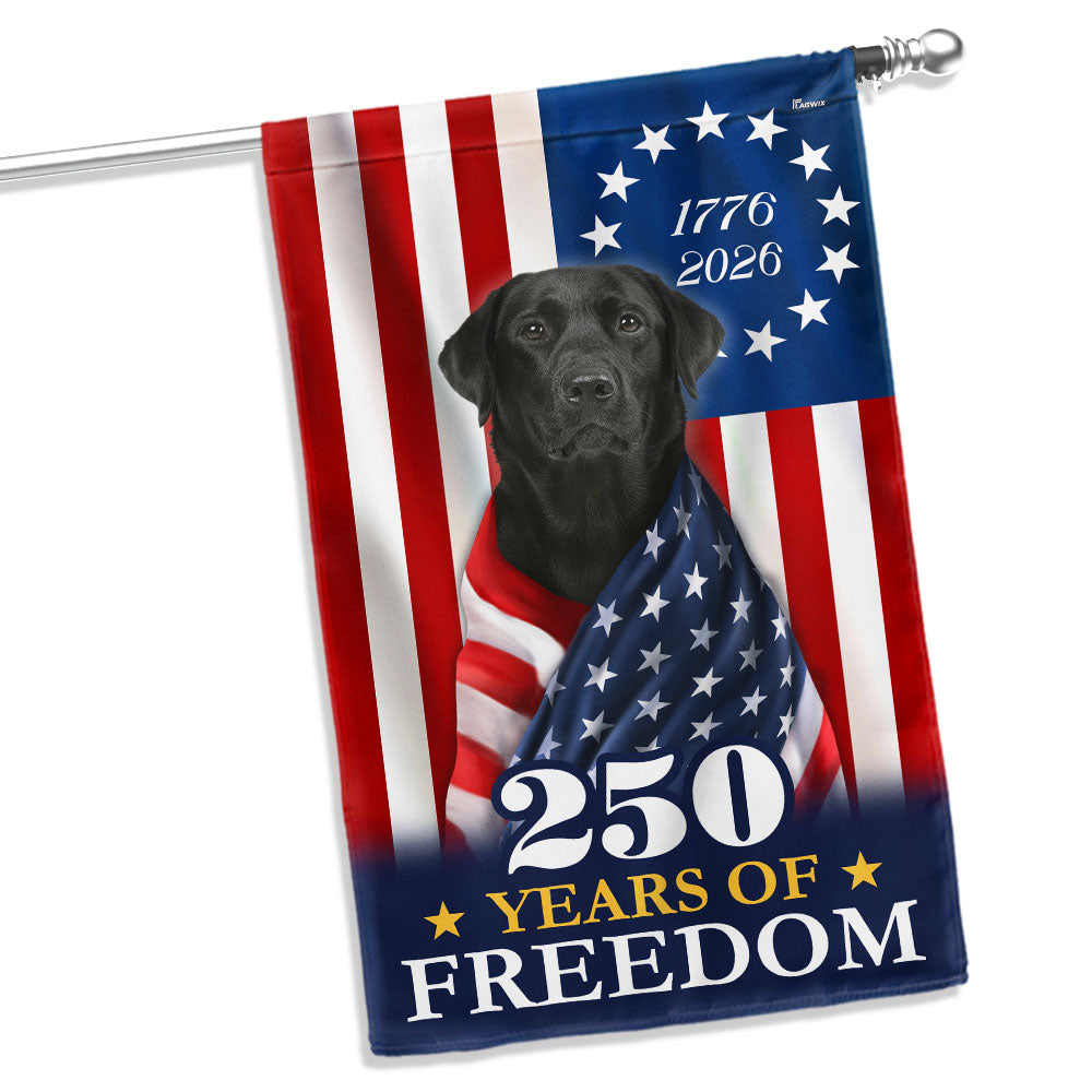 250 Years 1776 2026 Patriotic Black Labrador Retriever American Flag