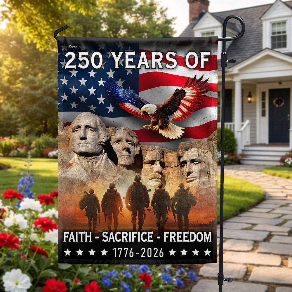 250 Years of Faith Freedom Sacrifice, Mt Rushmore 1776 2026 American Flag