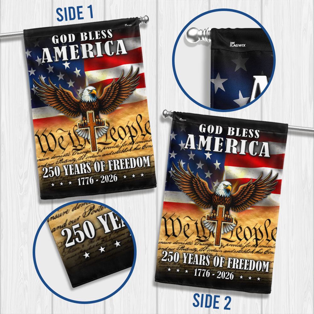 God Bless America 1776 2026 Flag, 250 Years of Freedom Christ Cross Flag