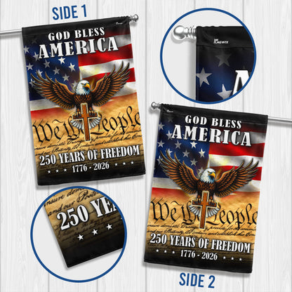 God Bless America 1776 2026 Flag, 250 Years of Freedom Christ Cross Flag