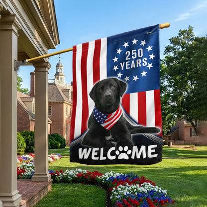 Patriotic Welcome Dog Garden Flag, 250 Years Labrador Retriever Betsy Ross Flag Decor