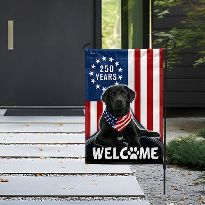 Patriotic Welcome Dog Garden Flag, 250 Years Labrador Retriever Betsy Ross Flag Decor