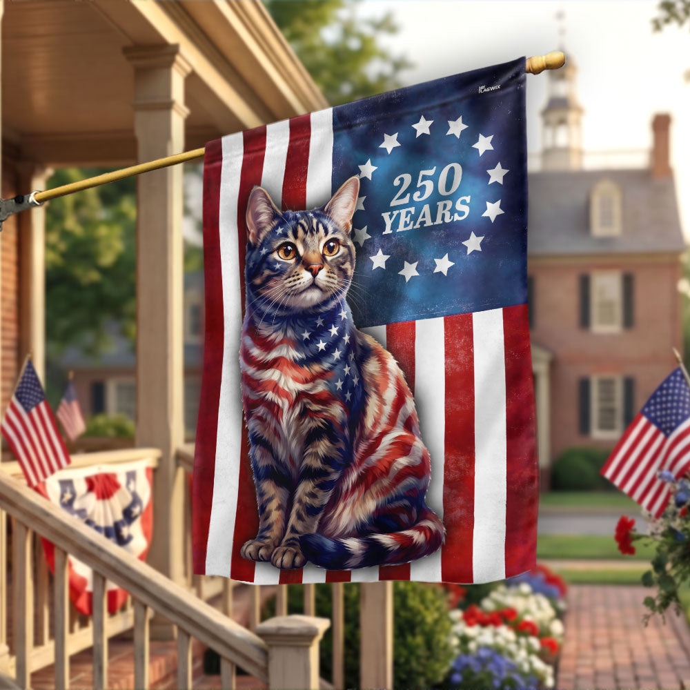 Flagwix Patriotic Cat Garden Flag, 250 Years Betsy Ross Flag Decor for Cat Lover