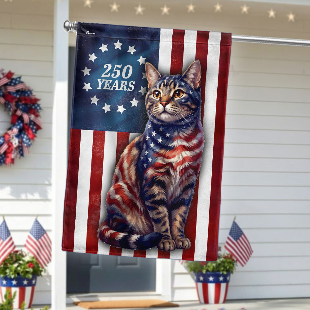 Flagwix Patriotic Cat Garden Flag, 250 Years Betsy Ross Flag Decor for Cat Lover