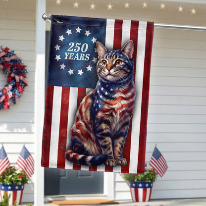Flagwix Patriotic Cat Garden Flag, 250 Years Betsy Ross Flag Decor for Cat Lover
