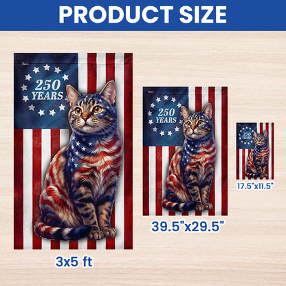 Flagwix Patriotic Cat Garden Flag, 250 Years Betsy Ross Flag Decor for Cat Lover