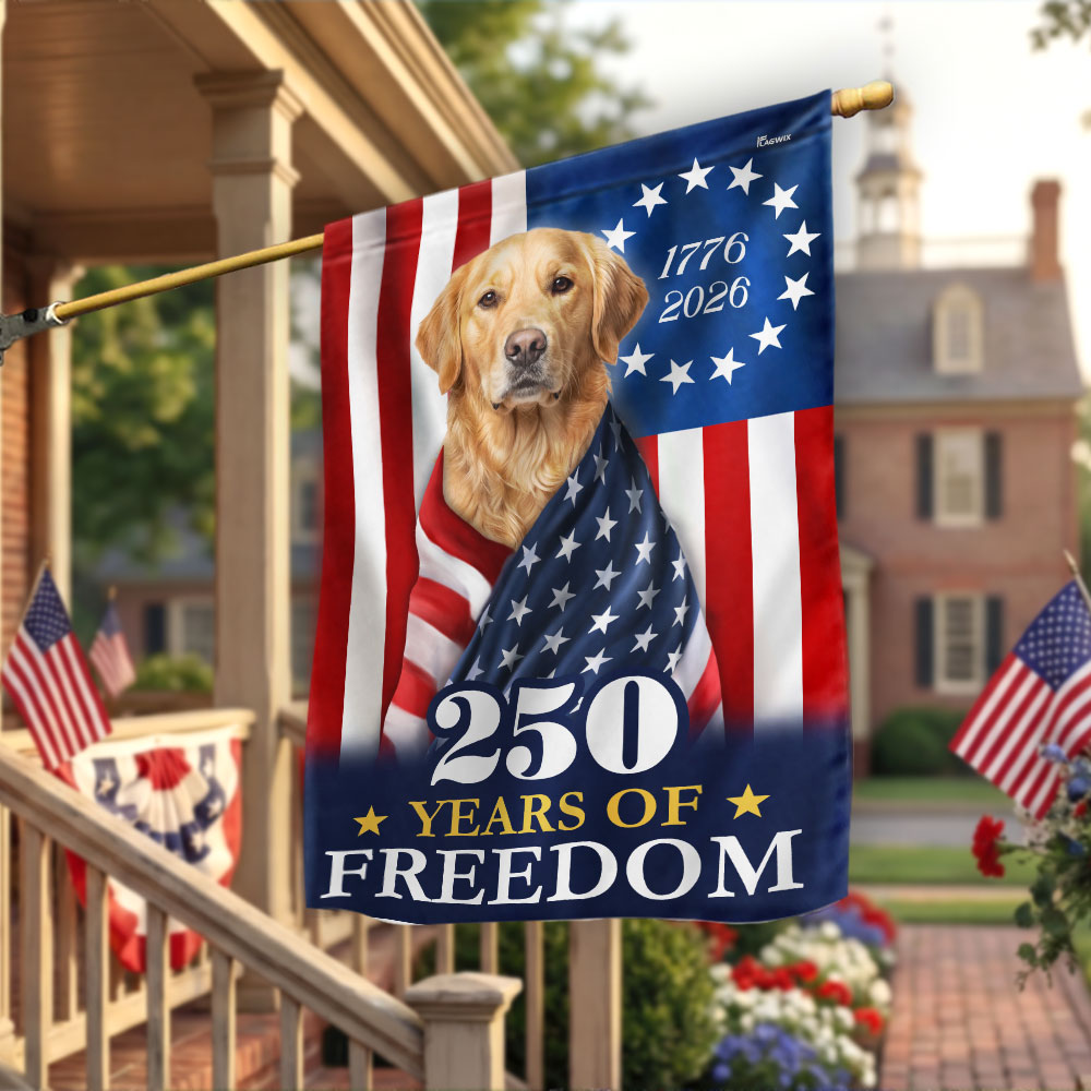Flagwix Patriotic Dog American Flag, Golden Retriever 250 Years Flag