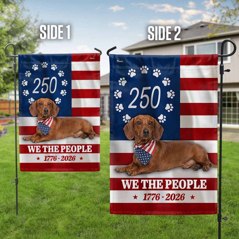 Patriotic Dog American Flag, 250 Years Dachshund Dog 1776 2026 Flag