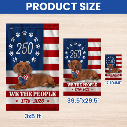 Patriotic Dog American Flag, 250 Years Dachshund Dog 1776 2026 Flag