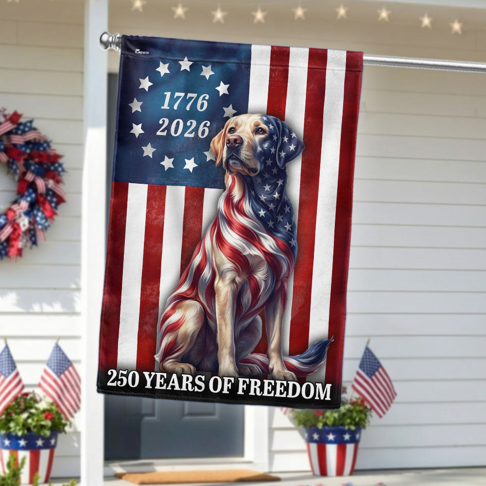 Patriotic Labrador Retriever American Flag, 250 Years of Freedom Dog Flag