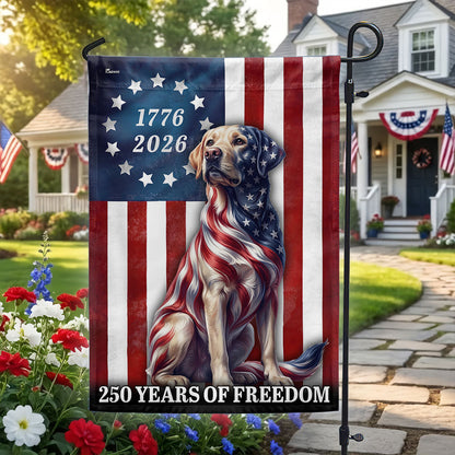Patriotic Labrador Retriever American Flag, 250 Years of Freedom Dog Flag