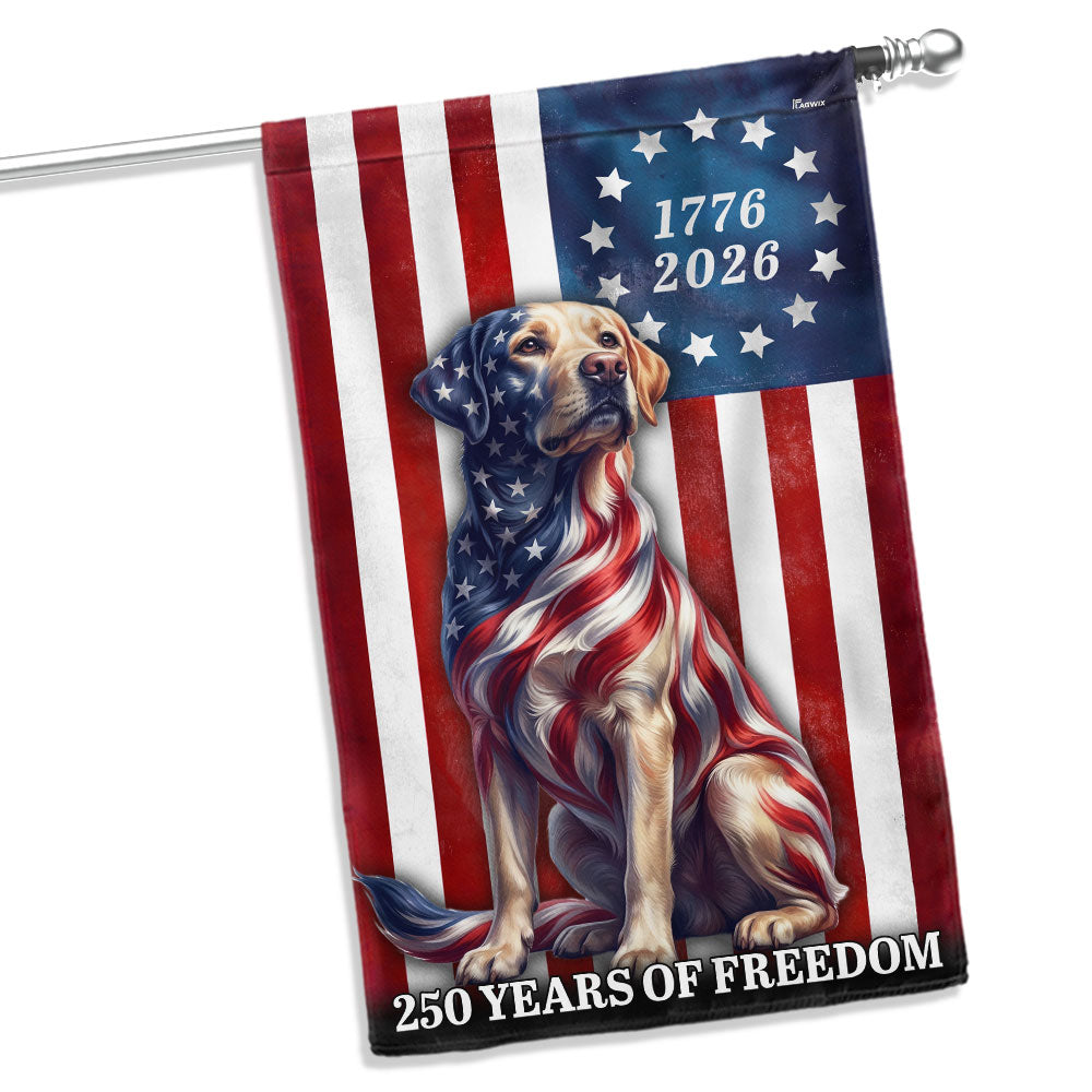 Patriotic Labrador Retriever American Flag, 250 Years of Freedom Dog Flag