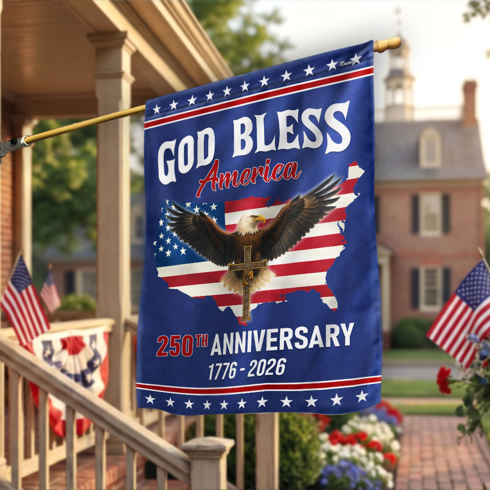 Patriotic Christ 250th Anniversary American Flag, God Bless 1776–2026 Flag