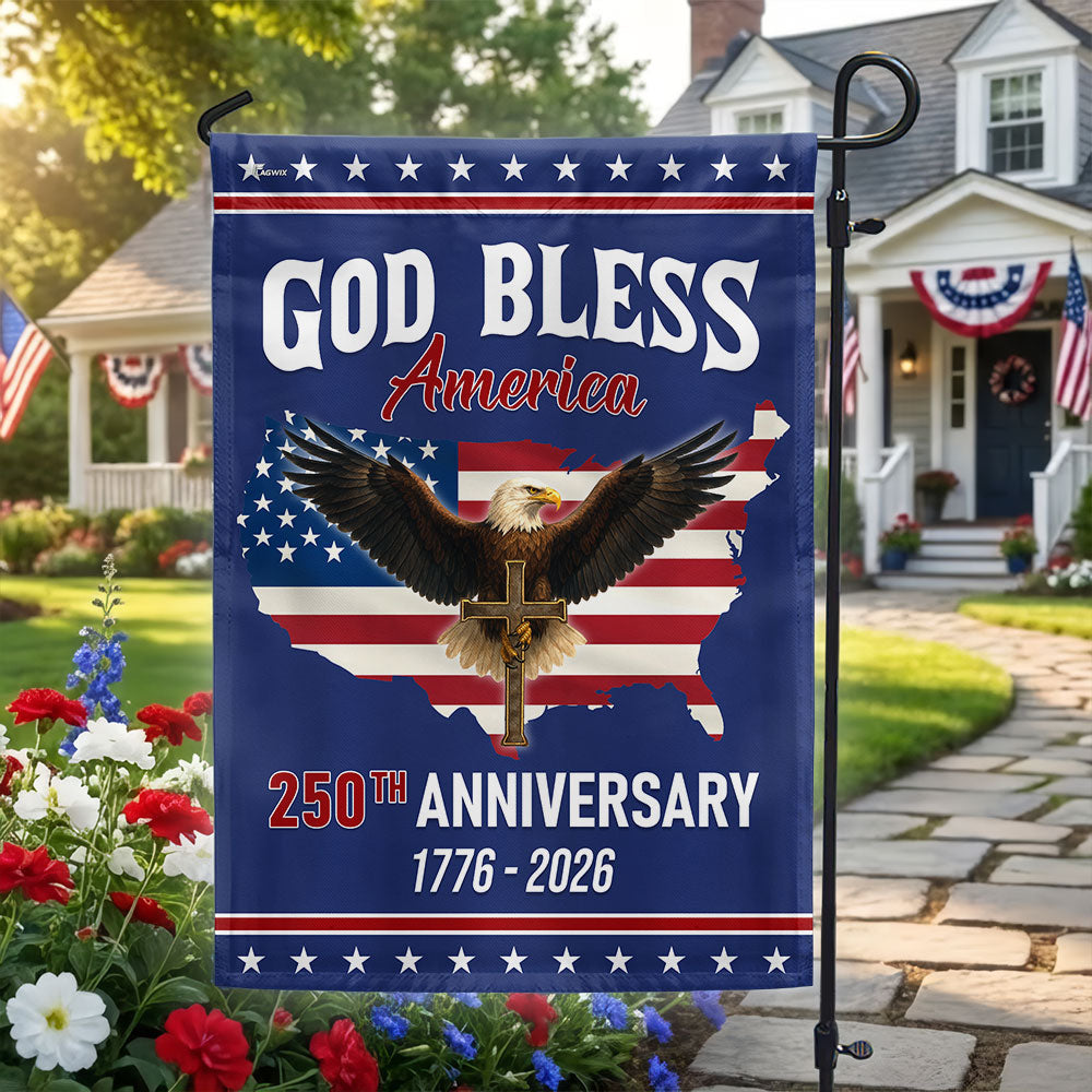 Patriotic Christ 250th Anniversary American Flag, God Bless 1776–2026 Flag