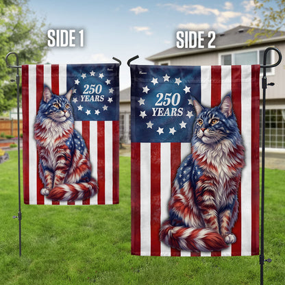 Flagwix Patriotic Cat Garden Flag, 250 Years Maine Coon Cat Betsy Ross Flag Decor