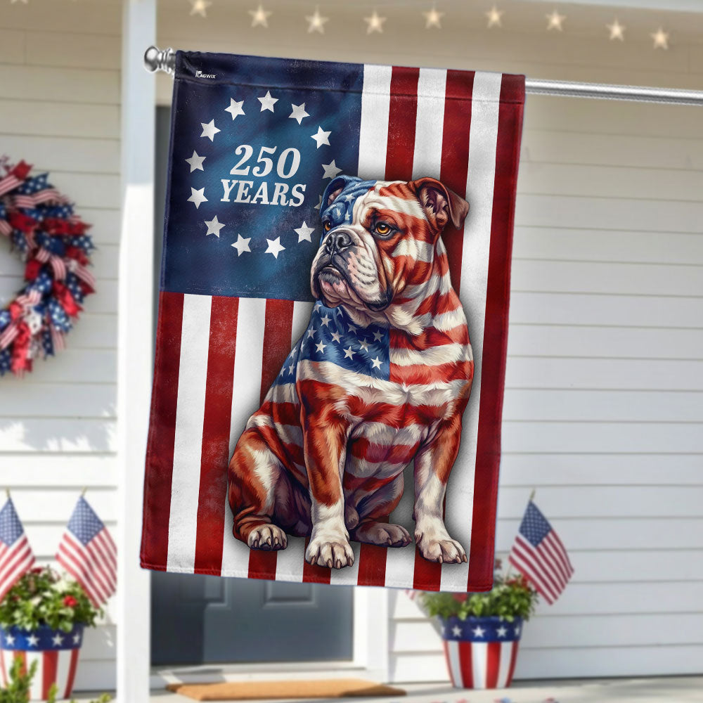 Flagwix Patriotic Bulldog Garden Flag, 250 Years Betsy Ross Flag Decor for Dog Lover