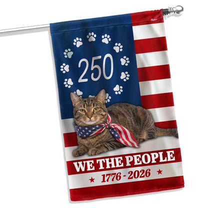 Patriotic Cat Garden Flag, 250 Years 1776 2026 Flag Decor for Cat Lover