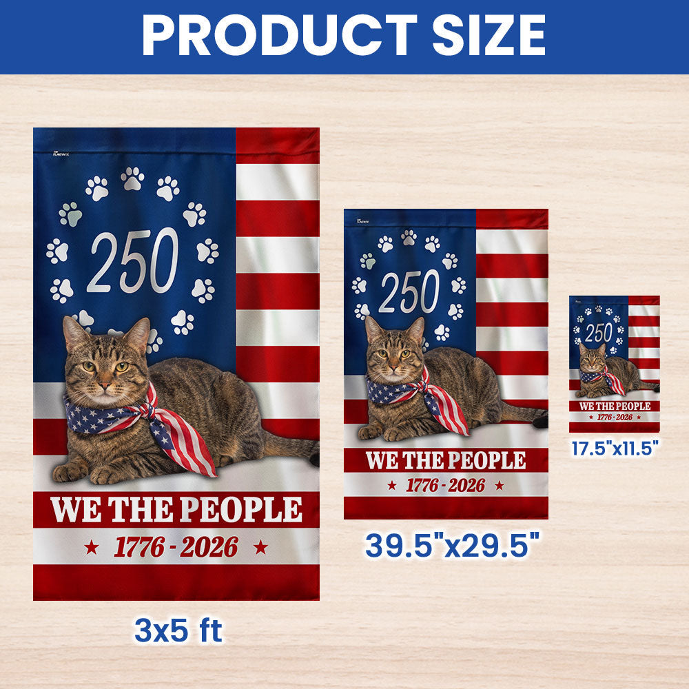 Patriotic Cat Garden Flag, 250 Years 1776 2026 Flag Decor for Cat Lover