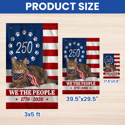 Patriotic Cat Garden Flag, 250 Years 1776 2026 Flag Decor for Cat Lover