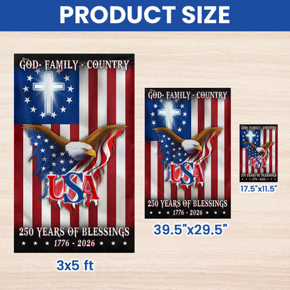 250 Years of Blessing 1776 2026 Flag, USA Patriotic Christian Flag Decor