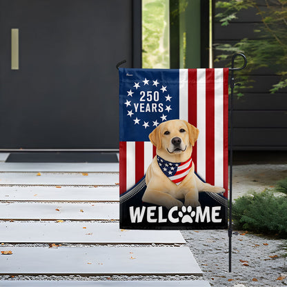 Patriotic Welcome Dog Garden Flag, 250 Years Labrador Retriever Flag Decor for Dog Lovers