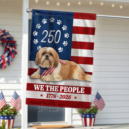 Patriotic American Dog Garden Flag, 250 Years Shih Tzu Dog 1776 2026 Flag