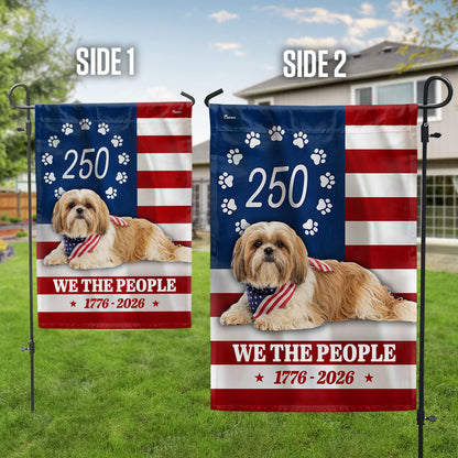 Patriotic American Dog Garden Flag, 250 Years Shih Tzu Dog 1776 2026 Flag