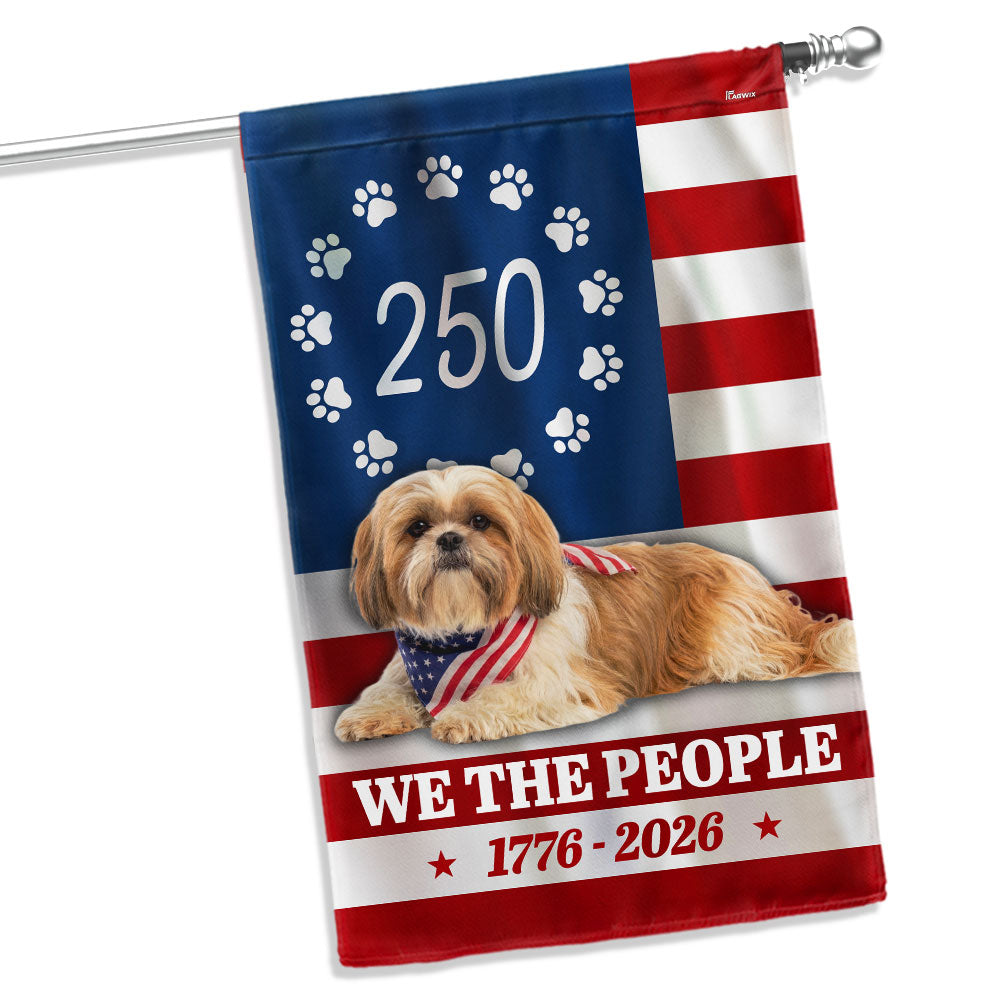 Patriotic American Dog Garden Flag, 250 Years Shih Tzu Dog 1776 2026 Flag