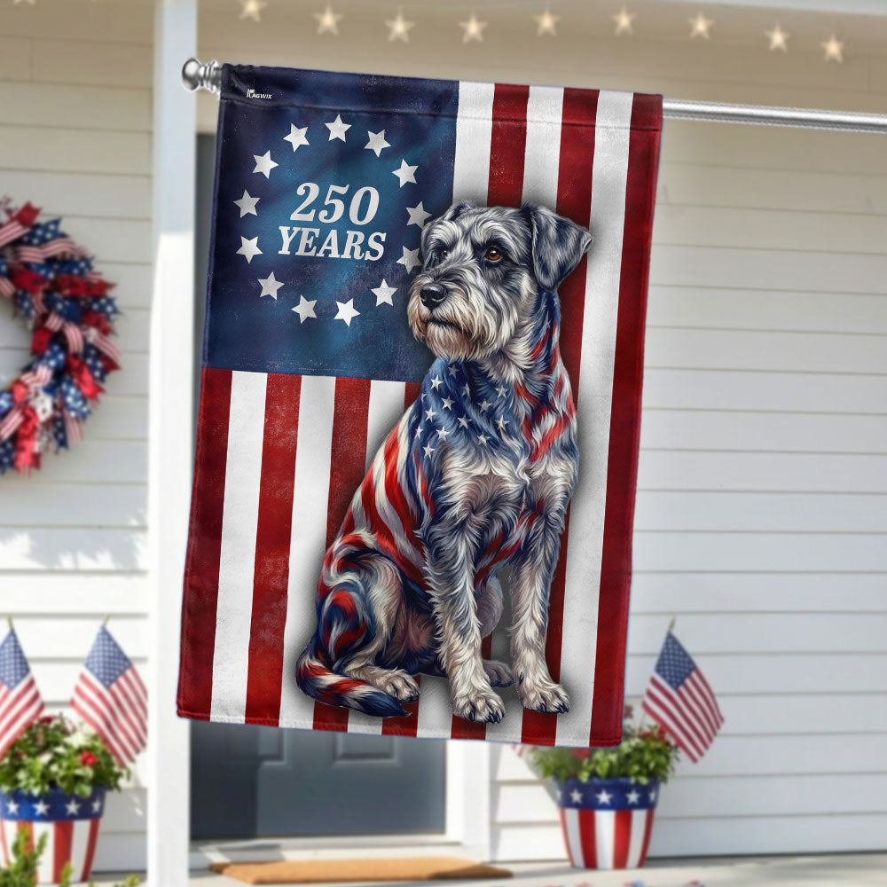 Patriotic Schnauzer Garden Flag, 250 Years 1776 2026 Flag Decor for Dog Lover