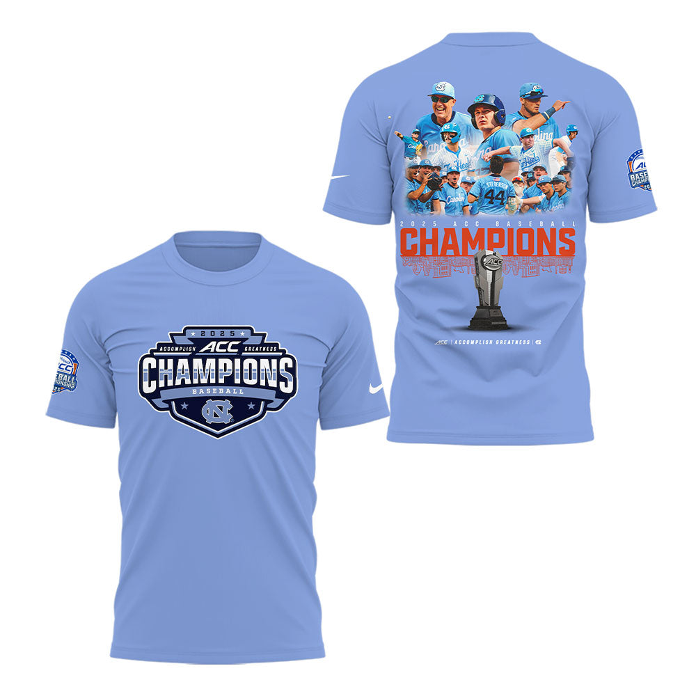 North Carolina Baseball x 2025 ACC Baseball Champions T-Shirt - North Carolina Tar Heels Shirt NC 05