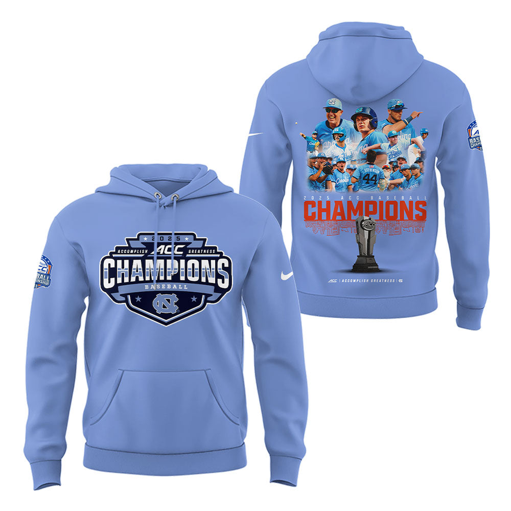 North Carolina Baseball x 2025 ACC Baseball Champions Hoodie - North Carolina Tar Heels Shirt NC 11