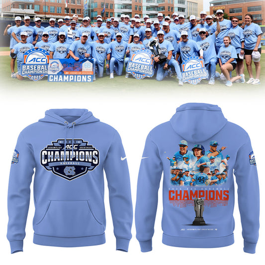 North Carolina Baseball x 2025 ACC Baseball Champions Hoodie - North Carolina Tar Heels Shirt NC 11