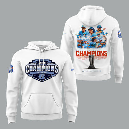 North Carolina Baseball x 2025 ACC Baseball Champions Hoodie - North Carolina Tar Heels Shirt NC 12